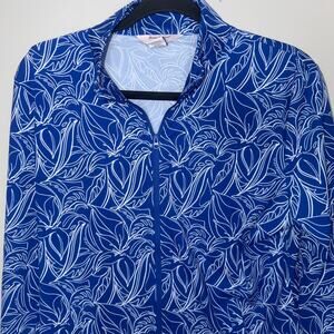 Tommy Bahama Racquet & Paddle Womens XL Blue White Full Zip Long Sleeve Jacket